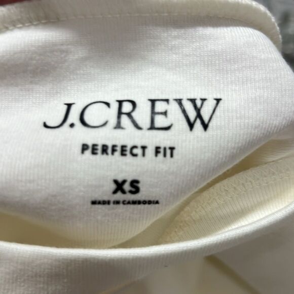 J. Crew The Perfect Fit Brass Button long sleeve Ivory Tee NWT - Picture 5 of 8